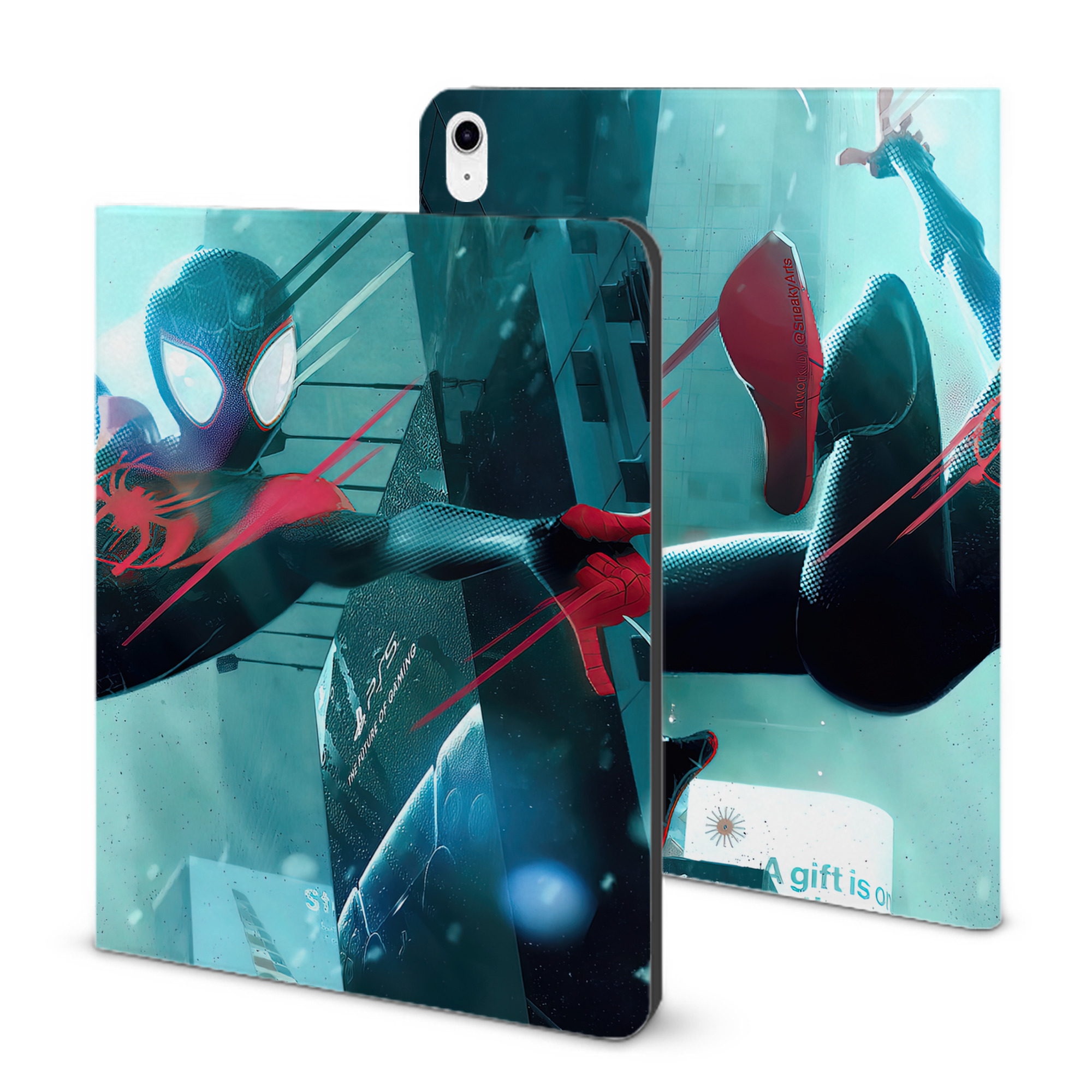 （画像用） Spider Man スパイダーマン IPad ケース ブック型 PUレザー TPU 耐衝撃 軽量 薄型 ペン収納なし 全面保護 IPad 各モデル対応